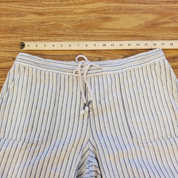 Natural Reflections Ivory Blue Stripe Linen Straight Leg Pants Size L - Picture 3 of 10